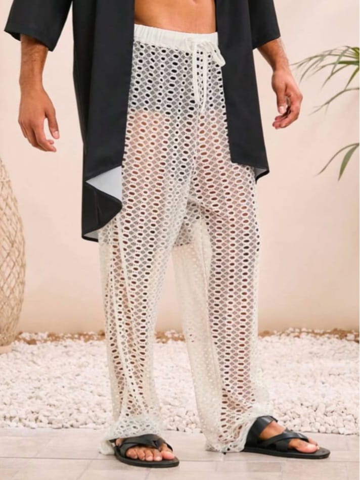 Men's Knitted casual Loose Fit Elastic Waist Straight Leg Lounge Pant